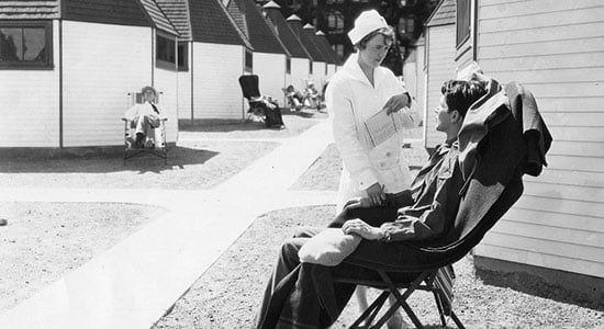 An old black-and-white photo from Modern Woodmen's Tuberculosis Sanatorium.